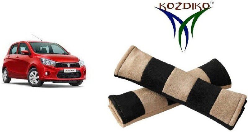 KOZDIKO Seat Belt Cushion Pillow Beige Black 2 pcs For Maruti Celerio Seat Belt Buckle  (Pack of 2)