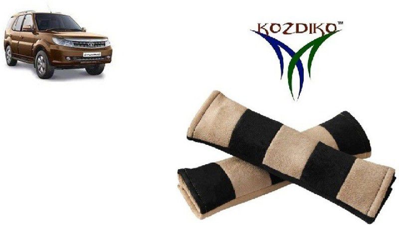 KOZDIKO Seat Belt Cushion Pillow Beige Black 2 pcs For Tata Safari Strome Seat Belt Buckle  (Pack of 2)