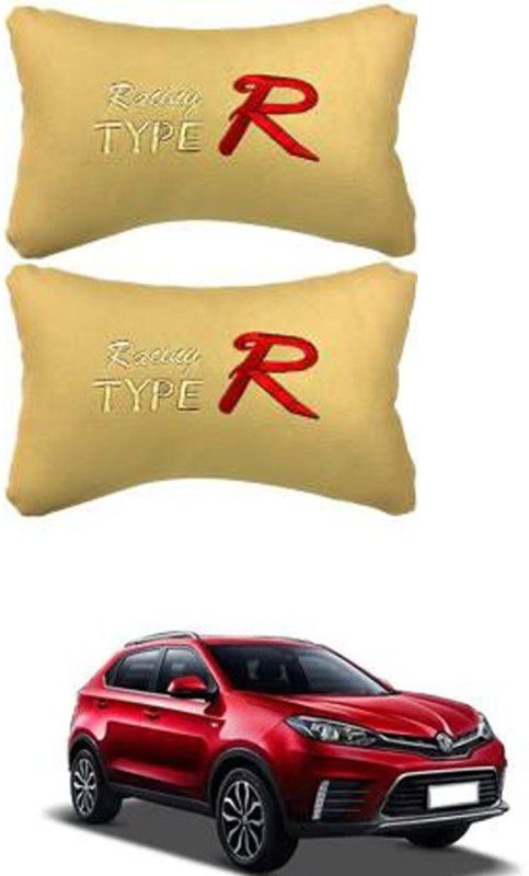 RONISH Beige Leatherite Car Pillow Cushion for MG  (Rectangular, Pack of 2)