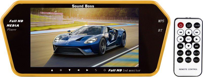 Sound Boss 7 INCH REARVIEW MONITOR WITH BLUETOOTH/USB/TF/MP5 Gold LCD  (17.78 cm)