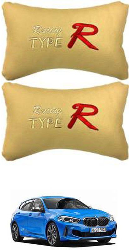 RONISH Beige Leatherite Car Pillow Cushion for BMW  (Rectangular, Pack of 2)