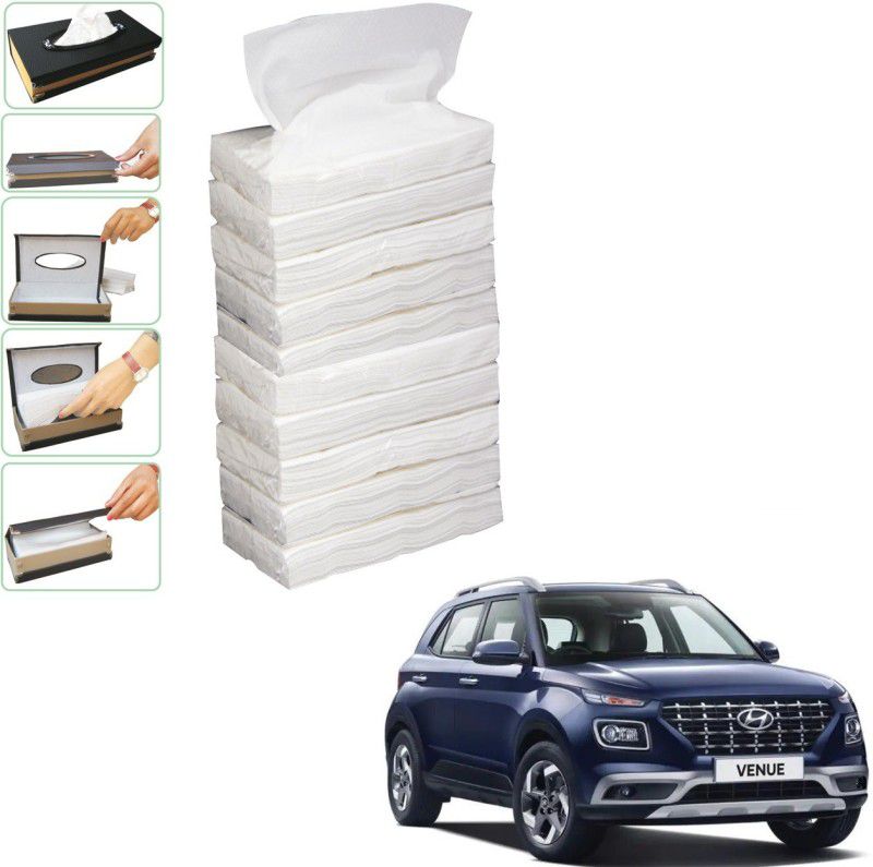 KOZDIKO 10 SET REFILLER WITH 100 PULLS (200 SHEETS) FOR HYUNDAI VENUE Vehicle Tissue Dispenser  (White)