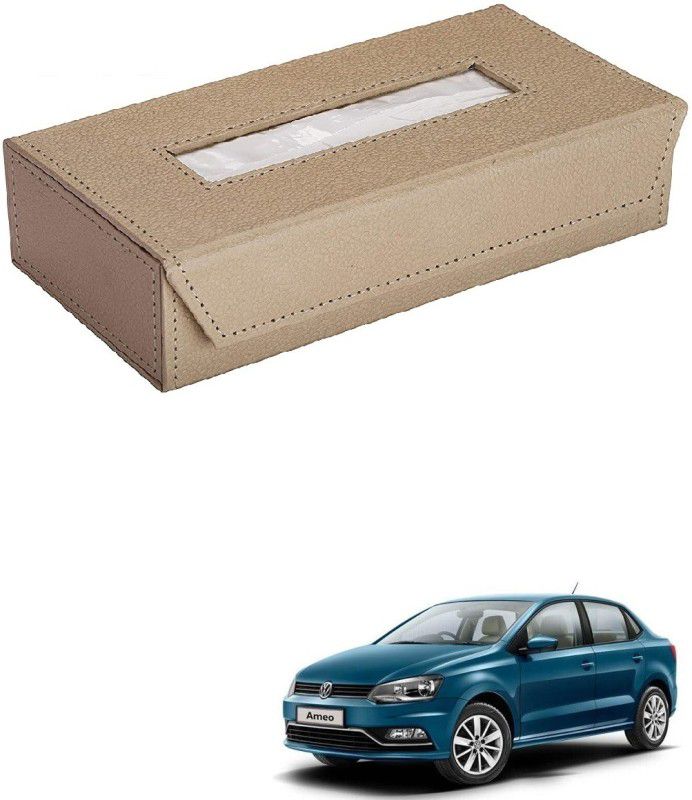 AuTO ADDiCT Car Tissue Box Paper Tissue Holder Beige with 200 Sheets(100 Pulls) For Volkswagen Ameo Vehicle Tissue Dispenser  (Beige)