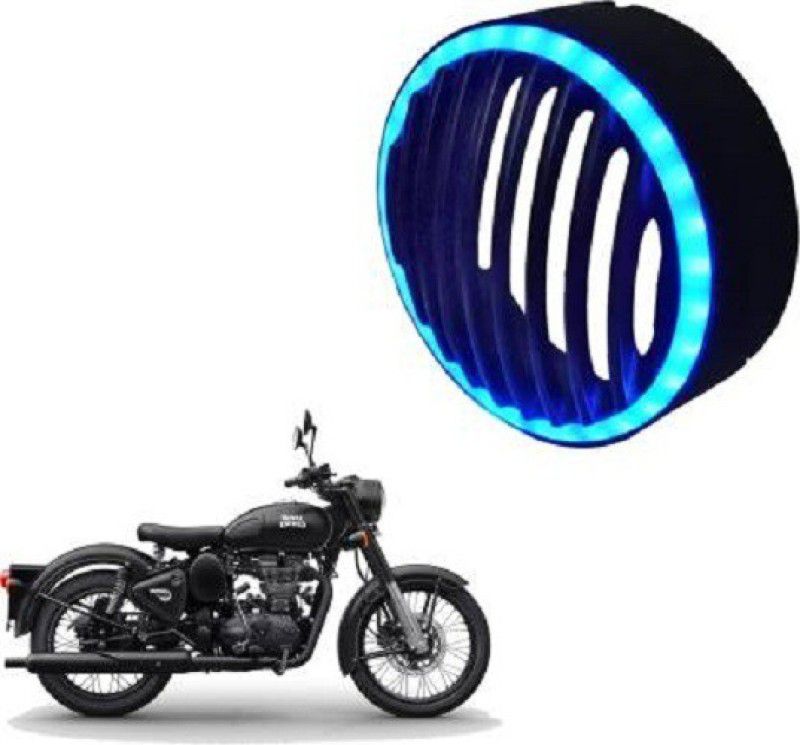 CADEAU CDF191 Headlight Grill with LED Bike Headlight Grill  (Black, Blue)