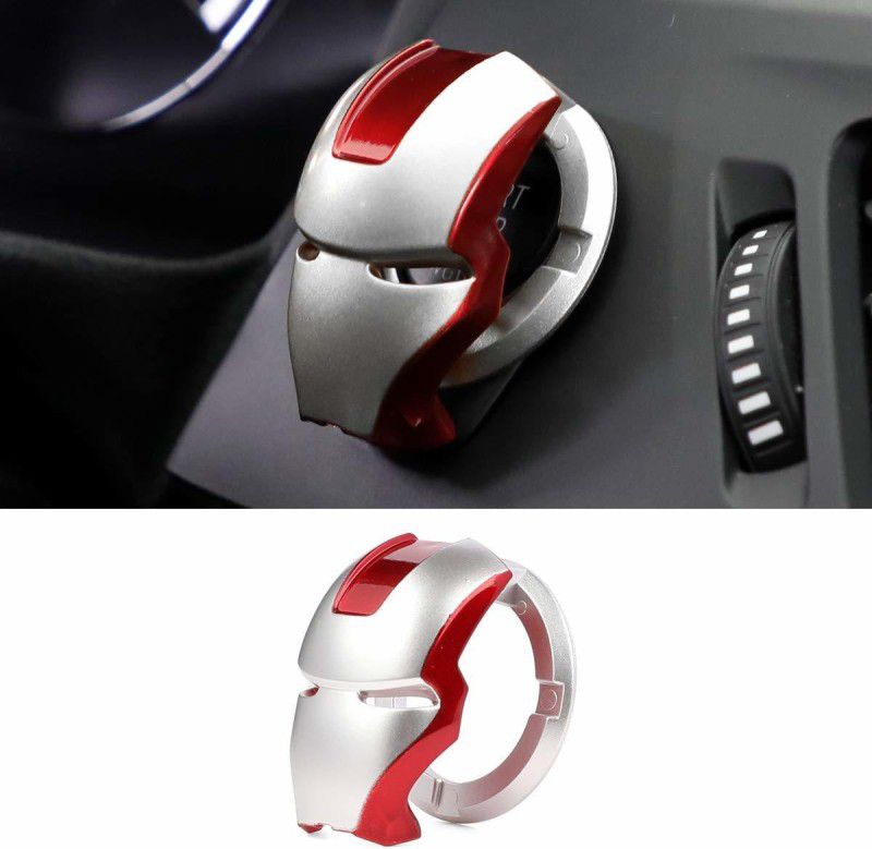 Bkulture (High-ABS) Silver Red Car Engine Start Stop Switch Lambo Style Button Cover Decorative Auto Accessories Push Button Sticky Cover Car Interior I Ron-Man for Kia Seltos Vehicle Tool Kit