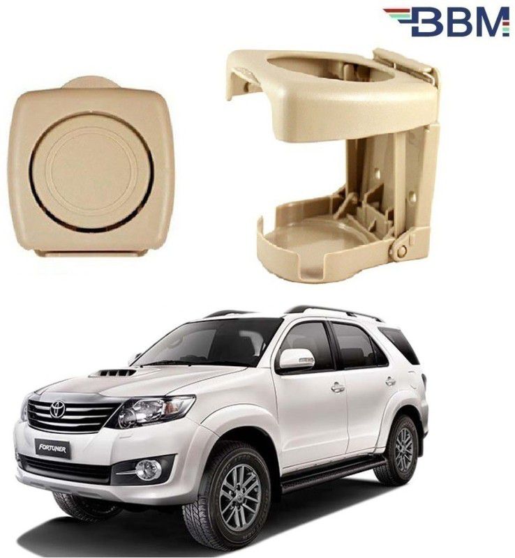 BBM 2 Pcs Car Glass / Cup / Drinks Foldable Universal Holder fix Type Stand for Interior Door Side [ Beige Colour ] Compatible with Toyota Fortuner2014 Car Bottle Holder  (Plastic)