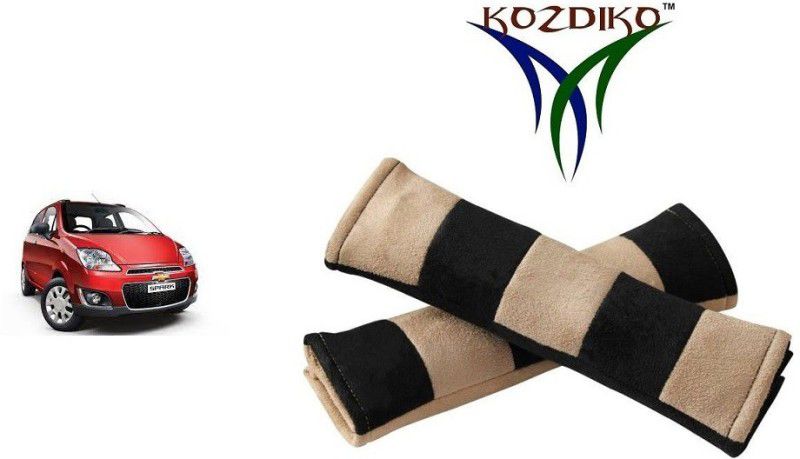 KOZDIKO Seat Belt Cushion Pillow Beige Black 2 pcs For Chevrolet Spark Seat Belt Buckle  (Pack of 2)