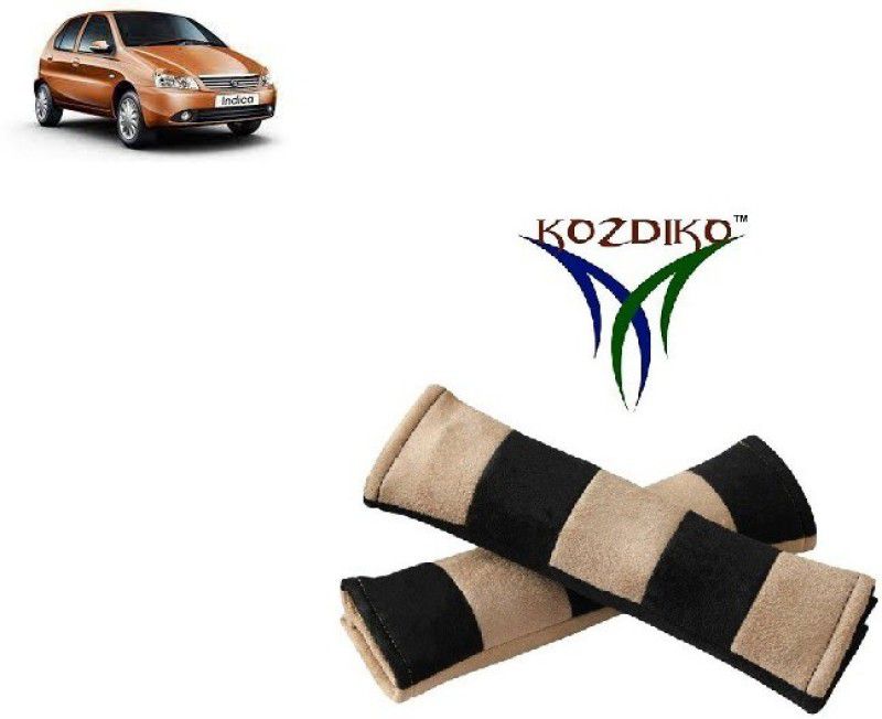 KOZDIKO Seat Belt Cushion Pillow Beige Black 2 pcs For Tata Indica Seat Belt Buckle  (Pack of 2)