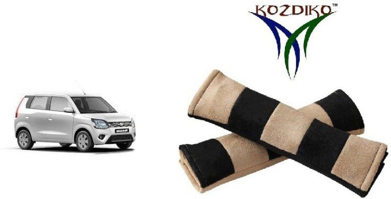 KOZDIKO Seat Belt Cushion Pillow Beige Black 2 pcs For Maruti WagnoR New Seat Belt Buckle  (Pack of 2)