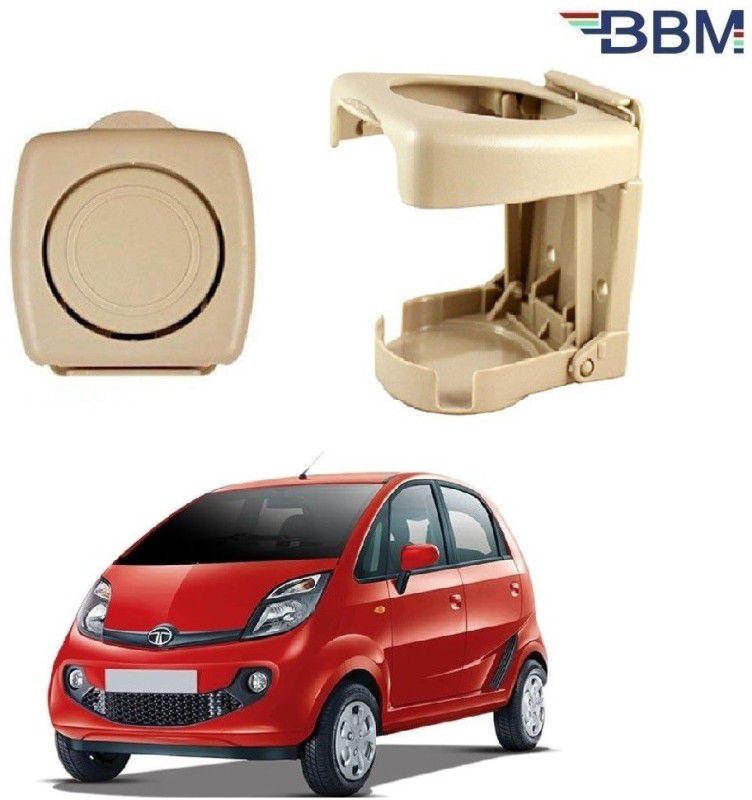 BBM 2 Pcs Car Glass / Cup / Drinks Foldable Universal Holder fix Type Stand for Interior Door Side [ Beige Colour ] Compatible with Tata Nano Car Bottle Holder  (Plastic)