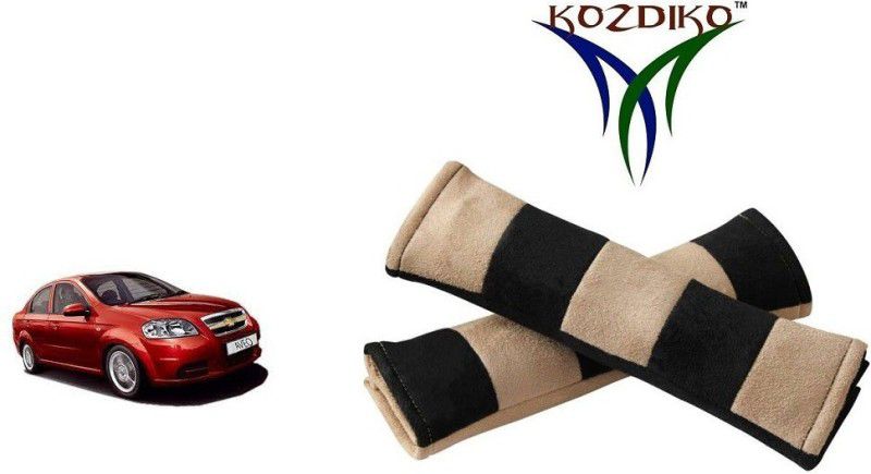KOZDIKO Seat Belt Cushion Pillow Beige Black 2 pcs For Chevrolet Aveo Seat Belt Buckle  (Pack of 2)