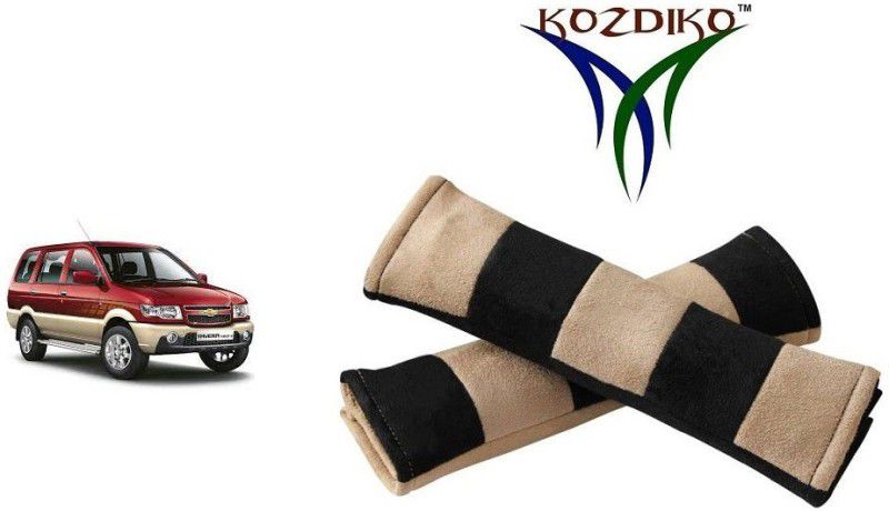 KOZDIKO Seat Belt Cushion Pillow Beige Black 2 pcs For Chevrolet Tavera Seat Belt Buckle  (Pack of 2)