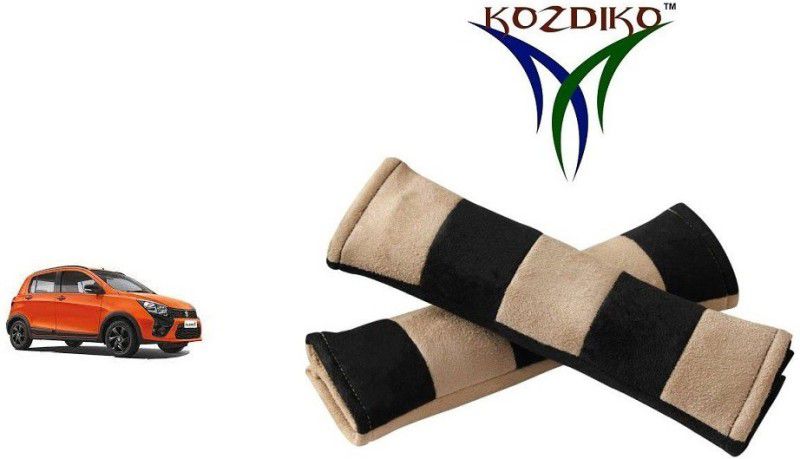 KOZDIKO Seat Belt Cushion Pillow Beige Black 2 pcs For Maruti Celerio X Seat Belt Buckle  (Pack of 2)