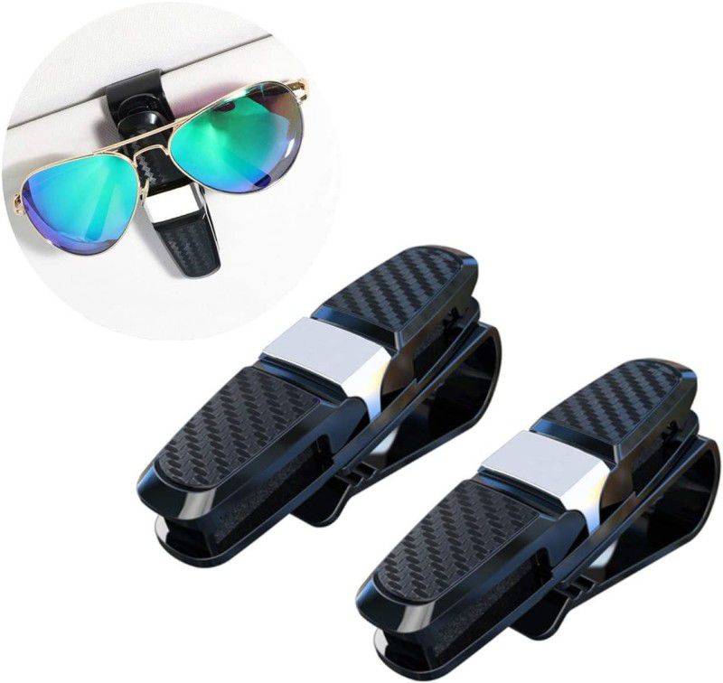 Campark 2-180° Rotational Glasses Clip Holder for Car, Double Glasses Clip with Ticket Card Clip, for Car Sun Visor Black Car Sunglass Clip Holder