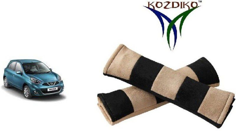 KOZDIKO Seat Belt Cushion Pillow Beige Black 2 pcs For Nissan Micra Seat Belt Buckle  (Pack of 2)