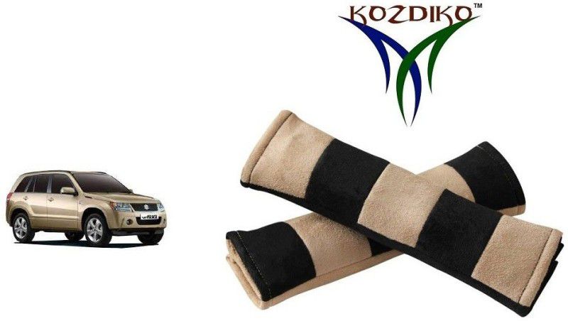 KOZDIKO Seat Belt Cushion Pillow Beige Black 2 pcs For Maruti Grand Vitara Seat Belt Buckle  (Pack of 2)