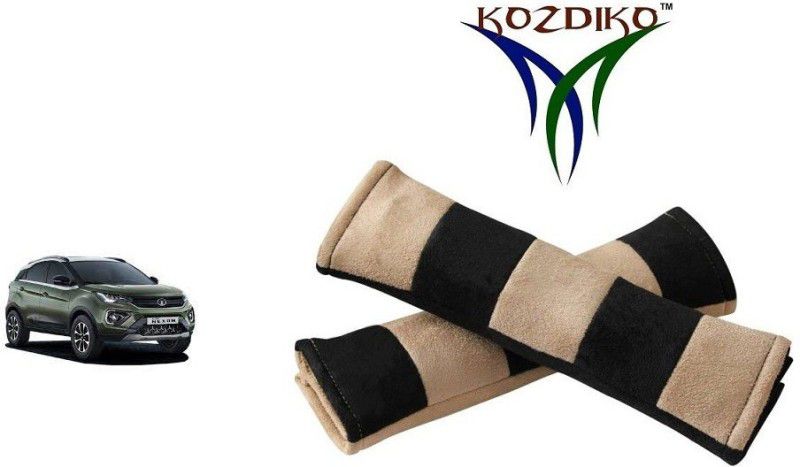 KOZDIKO Seat Belt Cushion Pillow Beige Black 2 pcs For Tata Nexon Seat Belt Buckle  (Pack of 2)