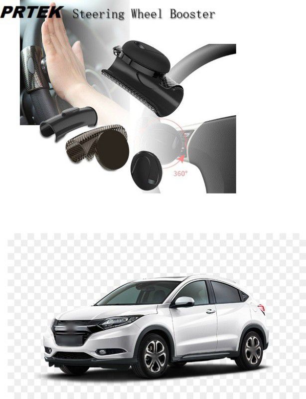 PRTEK Plastic Car Steering Knob  (Silver, Black)