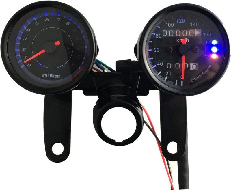 VD BULLET Universal Motorcycle LED Dual Odometer Speedometer Tachometer Speedo twin Meter Analog Speedometer  (Universal For Bike Universal For Bike)