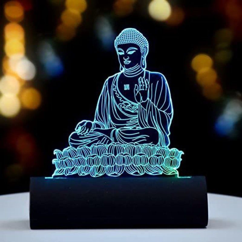 Artistic Gifts 3D Illusion Color Changing LED Idol of Budha Car Dash Indicator Lamp