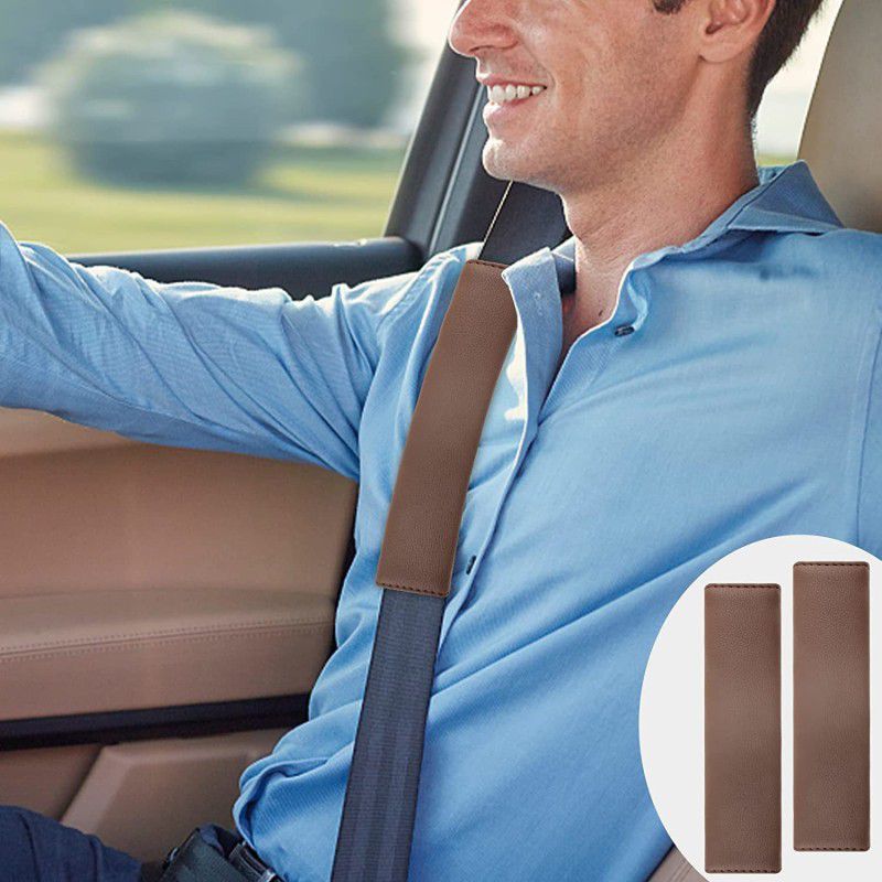Auto Oprema CAR SEAT BELT COVER & SHOULDER PAD COVER BROWN UNIVERSAL PACK OF 2 Seat Belt Cover  (Pack of 2)