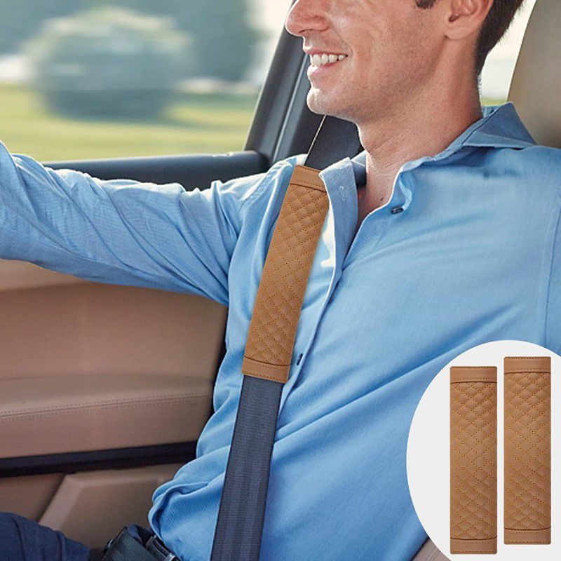 Auto Oprema CAR SEAT BELT COVER & SHOULDER PAD COVER 7D TAN UNIVERSAL PACK OF 2 Seat Belt Cover  (Pack of 2)