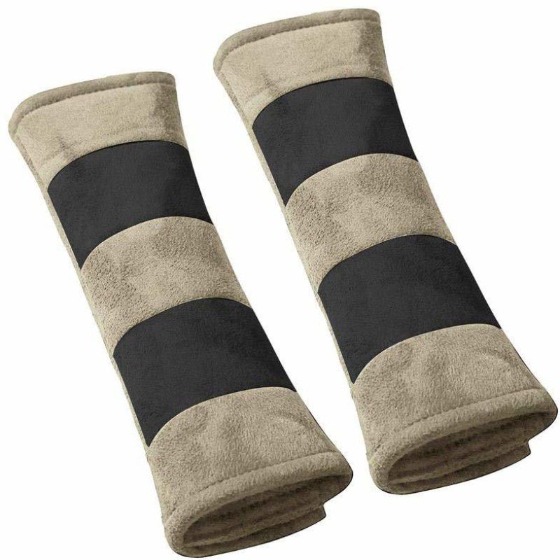 WolkomHome Beige black car seatbelt cover Seat Belt Cover  (Pack of 2)