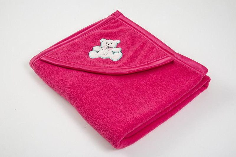 Printed Single Hooded Baby Blanket  (Polyester, Maroon)