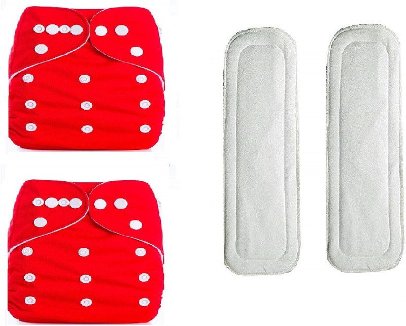 FLICK IN Adjustable Reusable Diapers Pants for New Born Baby Pack of 2 with 2 Absorbent Wet Free Insert