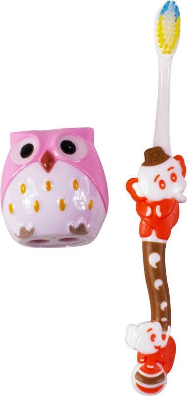 OLE BABY Cute kids Teeth Clean Cartoon Print with a pretty Owl shape pencil knife Extra Soft Toothbrush