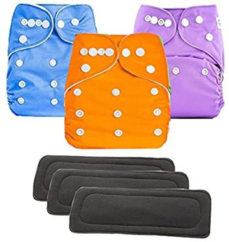 ocean count Baby's All in One Washable Reusable Adjustable Cloth Diapers with Inserts - S - M  (6 Pieces)