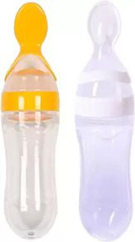 QTYPIY Baby Feeding Bottle Safe Silicone Feeding Spoon Teether and Feeder  (White)