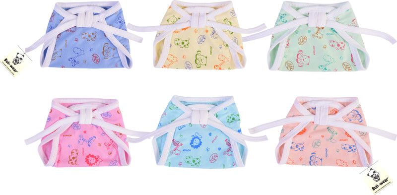 BuliWear BULI-WEAR New Born Washable Reusable Hosiery Cotton Diapers (Multicolor)Pack of6