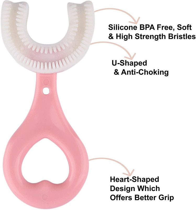 Ramya beauty care Heart Toothbrush Whitening Toothbrush Silicone Brush For 2-6 Years Ultra Soft Toothbrush