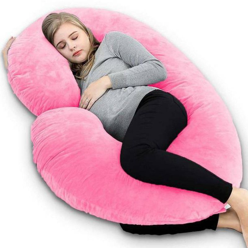 rithwik finishing pregnancy pillow Microfibre Solid Pregnancy Pillow Pack of 1  (Pink)