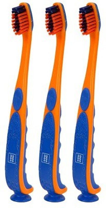 MeeMee Infant to Toddler Toothbrush ORANGE BLUE (Pack Of 3) Extra Soft Toothbrush