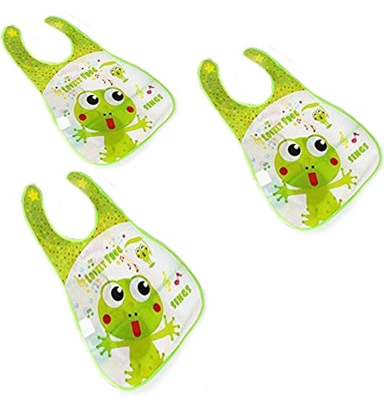 FOK 3 Pc Plastic Waterproof Washable Stylish Printed Baby Bib - Multi Color  (Multicolor)