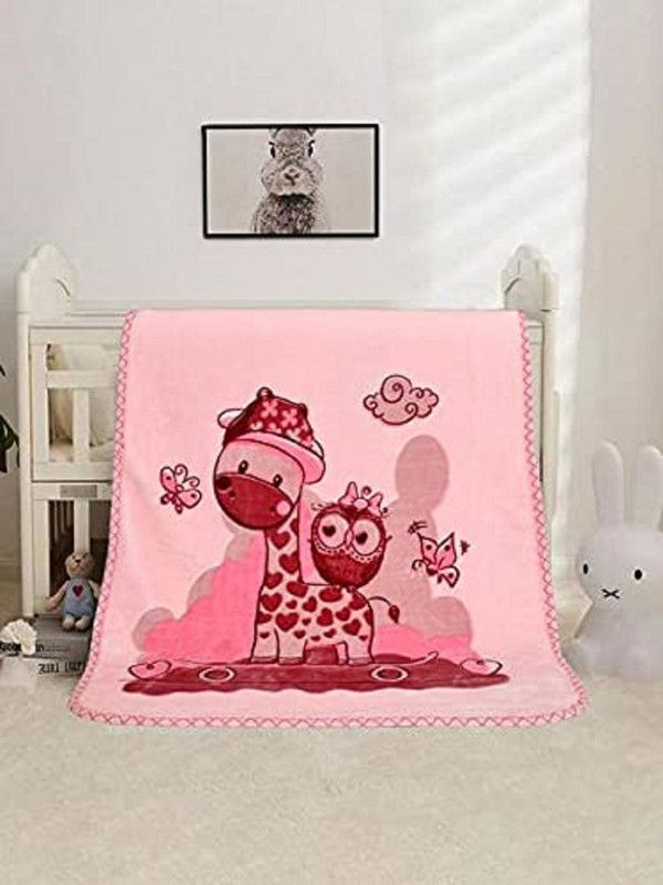 Cuteably Cartoon Crib Mink Blanket for Heavy Winter  (100% Wool, Pink)