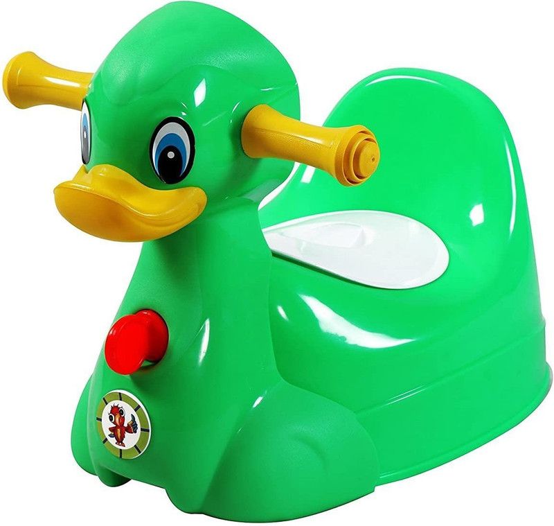 ODELEE Sunbaby squeaky Ducky shaped Potty Trainer for kids with lid (7M to 3Yrs) Potty Seat  (Green)