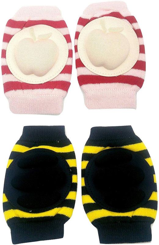 Baby Bucket Soft Cotton Knee Pad pack of 2 pairs (Navy Blue & Peach) Blue, Peach Baby Knee Pads  (Self Design)