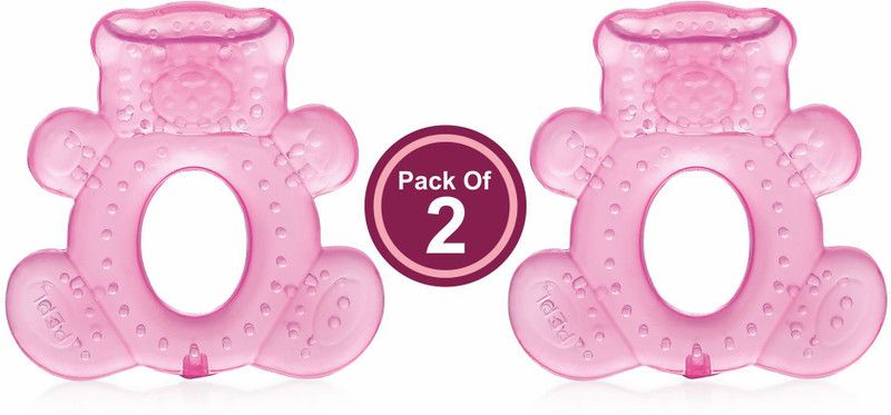 Beebaby Teddy Water Filled Teether with Carry Case, Cooling Teether, 3M+ - Pack of 2 Teether  (Teddy - Pink)