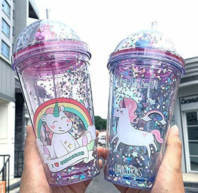zelovi Unicorn Light Sipper for Girls Acrylic Jar, Mug  (Multicolor)