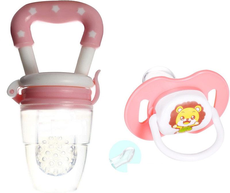 Justlist Combo of Fruit nibbler & Soother New Baby Food Pacifier Baby Nipple Feeder Silicone Pacifier Fruits Infant Feeding Supplies Soother Nipples - NBV-09 Teether and Feeder (Multicolor) Soother  (Pink)