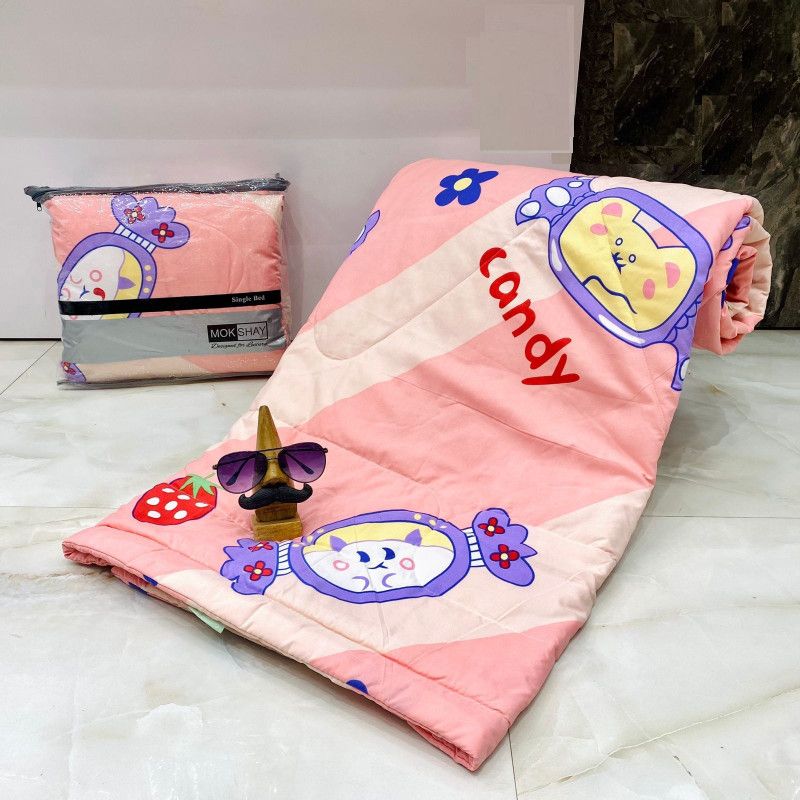 SIDDHIVINAYAK HOME DÉCOR Printed Single Comforter for AC Room  (Poly Cotton, Peach)