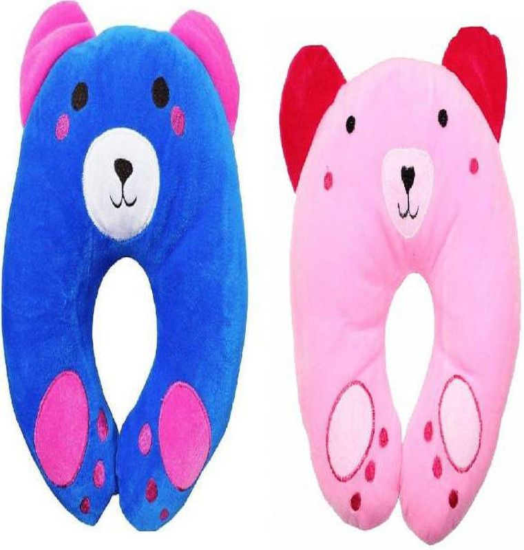 moms angel Foam Animals Baby Pillow Pack of 2  (Blue, Pink)