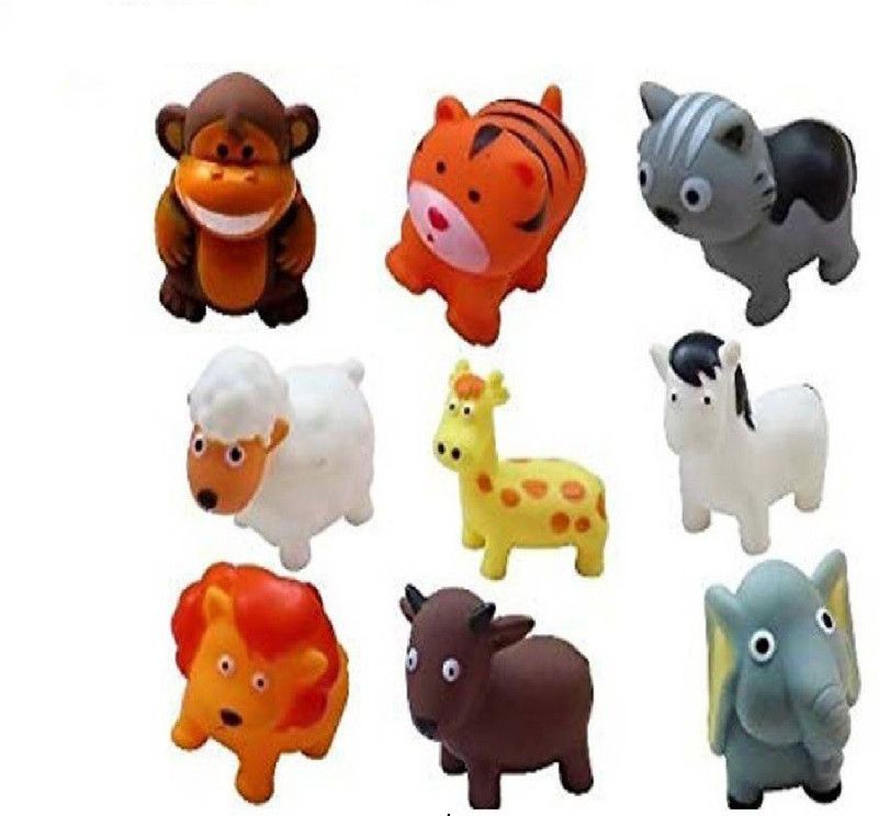 KT BROTHERS Animal Friens Chu Chu Bath Toys | Toddler Baby Bathtub Bathing Chu Chu Squeeze Bath Toys Non-Toxic BPA Free (Set of 9) Bath Toy  (Multicolor)