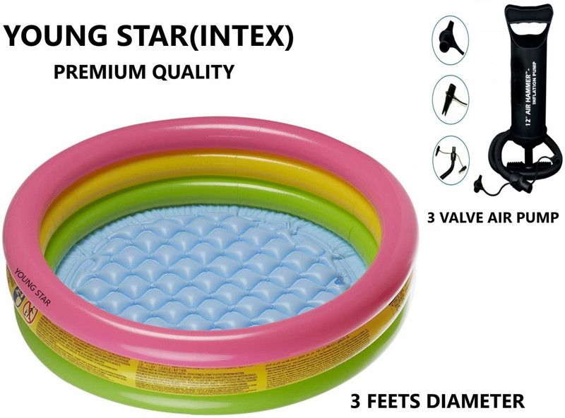 YOUNG STAR (USA**88) PREMIUM KIDS AND BABY 3 FEETS MULTICOLOUR ,THREE RIBS WITH AIR BASE AND AIR PUMP BATH TUB.  (Multicolor)