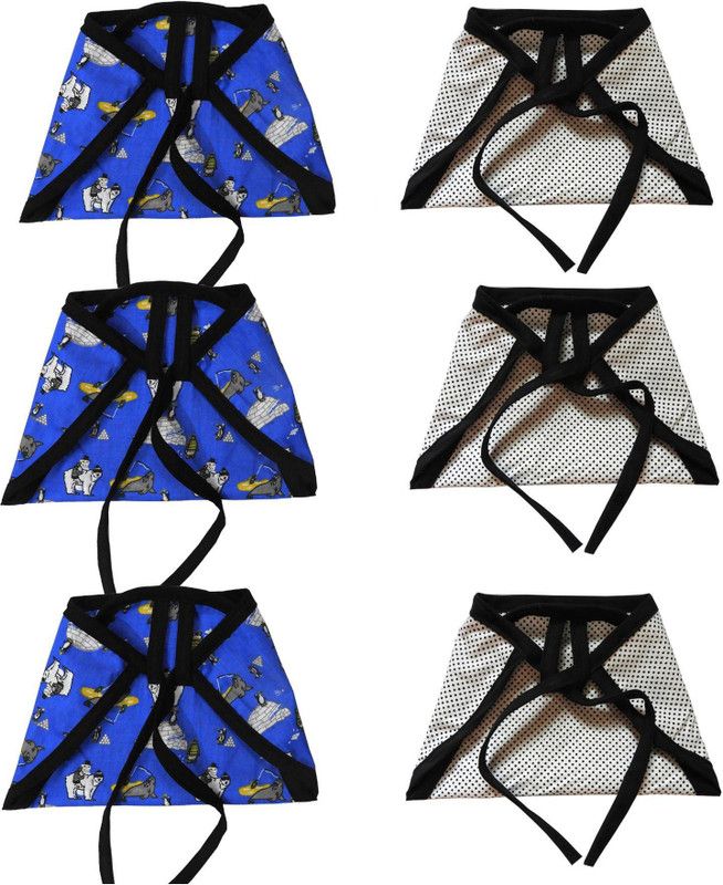SRIM Cotton Cloth Nappy with Double Layer Fabric - Langot for New Born - 6 Pcs - Best for 3-9 month Baby - Black, Blue