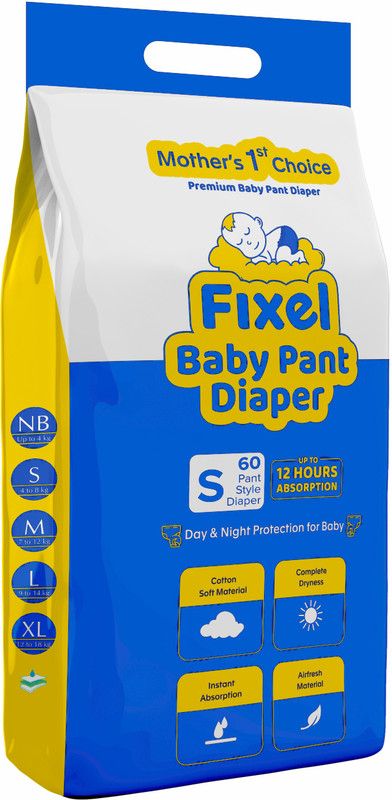 fixel Baby Diaper Pants small size S size ( 60 piece ) - S  (60 Pieces)
