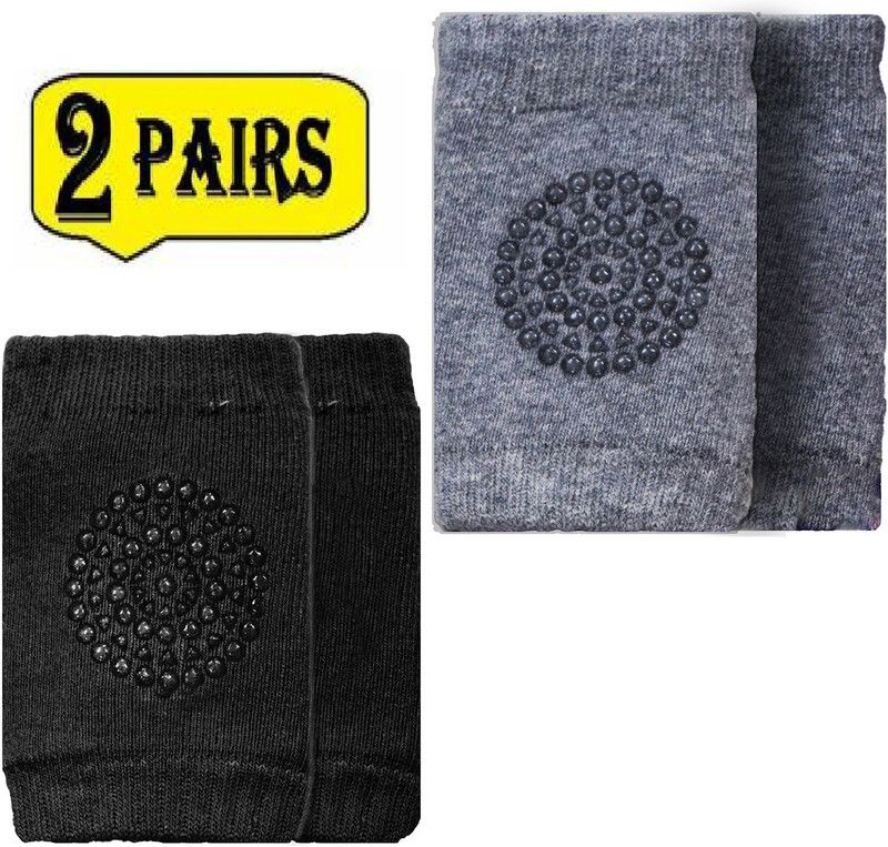 BABYMOON 2 Pairs Baby Knee pads for Crawling, Jet Black & Smoke Grey Baby Knee Pads  (Ultra protection)